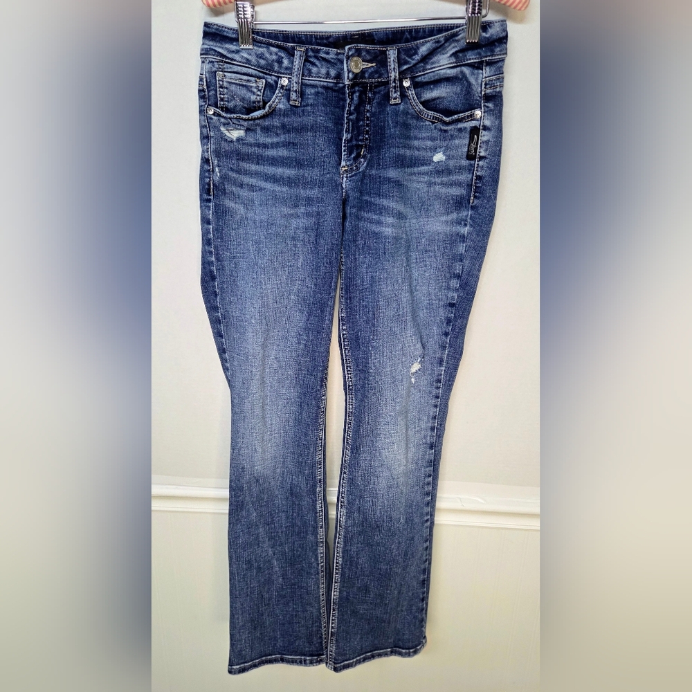 Silver Suki Slim Boot Jeans Womens 27x31 (28x31 Measured) Stretch Distressed